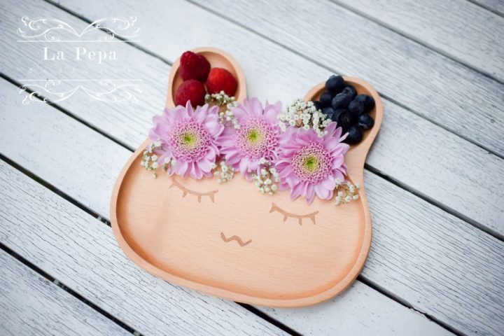 eco kids wodden bunny dinner plate